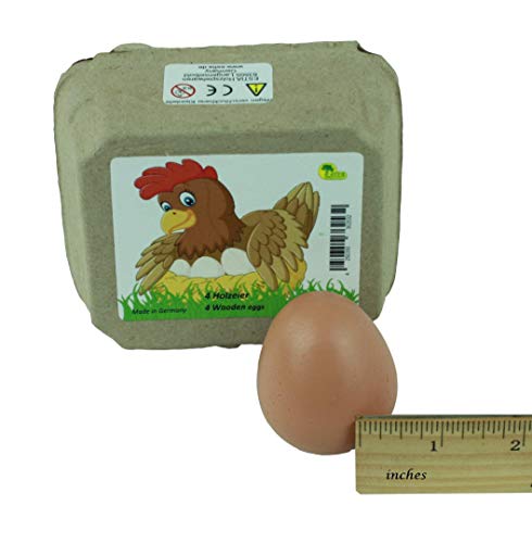 Eier aus Holz in Eierkarton, 4 Stk. in braun, Kaufladenzubehör – Bild 4