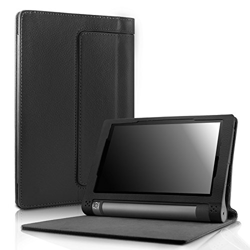 Lenovo Yoga Tab 3 8 Case - Infiland Folio Premium Leather Smart Stand Cover for 2015 Released Lenovo Yoga Tablet 3 8-Inch Tablet Only, Black