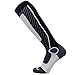 Ski Socks for Men and Women – Striped Warm Merino Wool Skiing, Snowboard Winter Sock – Midweight, Shin Padding (M, Black/Grey/Ivory)