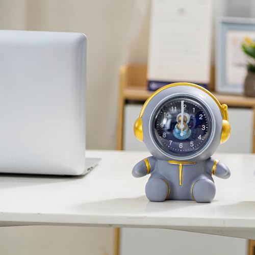 COORFORMER ASTRONAUT DESK CLOCK PIGGY BANK/SAVINGS JAR, KIDS ROOM SPACE THEME DECOR, CHILDREN CLOCK FOR HOME SCHOOL BEDROOM LIVING ROOM, FOR BOYS AND GIRLS GIFT – REMOVABLE BATTERY OPERATED – GRAY