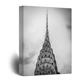 Canvas Wall Art - Exotic Tall Building in Black and White - Giclee Print Gallery Wrap Modern Home Art Ready to Hang - 12" x 18"