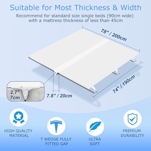 HOMCA Bed Bridge with Sheet, 200 x 190 cm 2 in 1 Single to King Bed Bridge Converter Kit, Eliminates Gap Between Mattresses, Mattress Connector and Fastening Strap