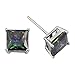 Princess Cut Square Simulated Rainbow Mystic Topaz Stud Earrings on 925 Sterling Silver (8x8mm)