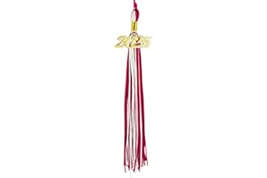 2025 Graduation Tassels Red/White,Honor Grad Tassels with Gold Year Charm