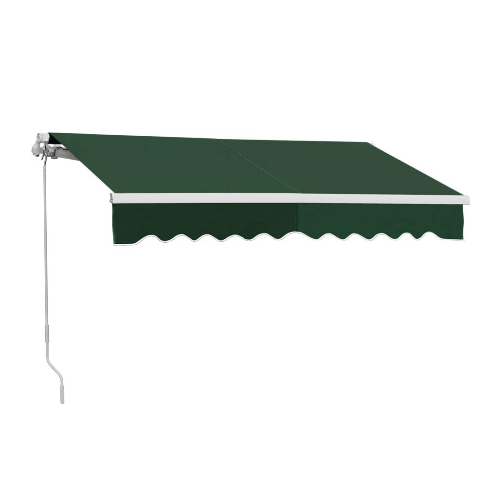 DKIEI Garden Awning for Patios DIY Manual Retractable Sun Shade Shelter Canopy UV Resistant Water-resistant with Fittings and Crank Handle Green 3 x 2.5M