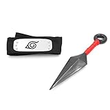Fomei Naruto Konoha Leaf Village Ninja Shinobi Cosplay Headband with Naruto Ninja Weapons Props Naruto-Big Kunai Plastic Toy