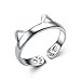 S925 Silver Cute Cat Ear Toe Open Ring Adjustable