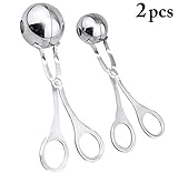 DodoBee Meat Baller, 2PC Stainless Steel Meat Baller Tongs, Meatball Maker Cookie Scoop Pop Cake Rice Dough Ice Cream Tongs For Kitchen Tools, Ball Size 1.38