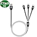 (2Pack)Multi Charging Cables,J2CC 3.3Ft Premium Quality 3 in 1 Multi Charger Cable with 8 Pin Lightning, USB C, Micro USB Charger Connector for Android & iPhone Smartphones, iPad Tablets