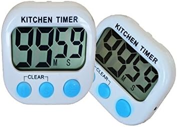 Sissiangle Digital Kitchen Timer With Alarm Large Display Strong Magnetic Back Retractable Stand Hook and Hands Free Hanging Hook for Cooking, Baking, Caring Baby, Sports, Games, Office (2 pack)