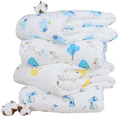 CCHLO Baby Swaddle Blankets Muslin 100% Cotton Cartoon Print Soft 6-layers Absorbent Bath Towel New born Toddler Shower Wrap Gift (Giraffe)