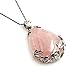 BRCbeads Gemstone Necklace Pendant Wire Wrap Rose Quarts Teardrop Bead 28x38mm for Necklace Making