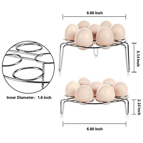 HouseHoo Egg Steamer Rack for Instant Pot, Egg Rack, Premium Stainless Steel Egg Rack for Instant Pot Accessories, Kitchen Durable Tool, 2 Sizes Egg Steamer Rack Compatible with Instant Pot (2 Pack) (Unstackable)