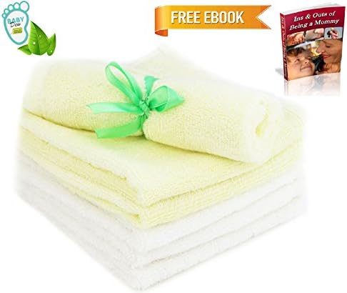 Bamboo Baby Washcloths , Luxury and Comfort - 100% Natural Hypoallergenic 6 Pack Organic Towels - Ultra Soft , Absorbent &amp; Reusable Wipes - Best for Eczema &amp; Sensitive Skin - Perfect Baby Shower Gift
