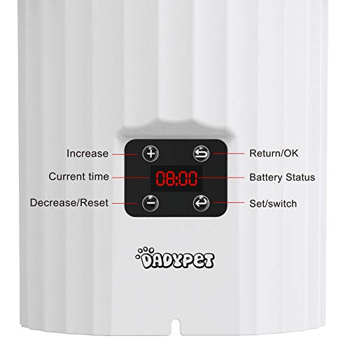 DADYPET Automatic Cat Feeder 3L Programmable Timer Memory Setting Pet