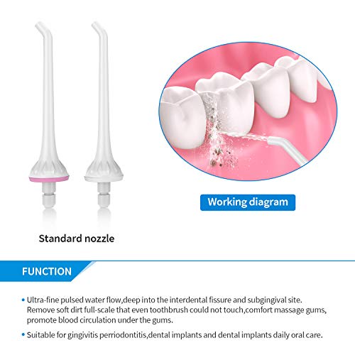 Liberex Water Flosser Replacement Tips Set for Cordless Oral Irrigator FC159, Orthodontic Tip Periodontal Tip Dental Plaque Tip High Pressure Tips, IPX7 Waterproof, 360° Rotation, 5 Pack - Thumbnail 3