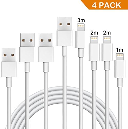 Lightning Cable 1M 2M 2M 3M, SURWELL 4Pack iPhone Cable Fast Charging Lead for iPhone X 8 8 Plus 7 Plus 6 Plus，iPad Pro Air, iPad Mini 2 3 4, iPod and iOS10 Devices