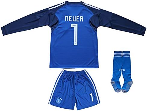 KID BOX Germany Neuer #1 Goalie Football Soccer Kids Goalkeeper Jersey Short Socks Set Youth Sizes