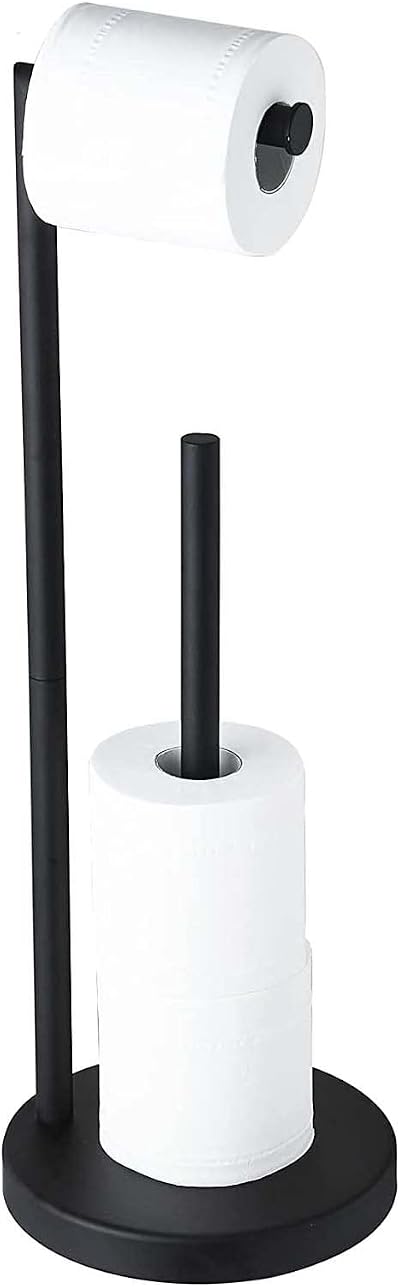 YUET Freestanding Toilet Paper Holder Steel 5 Roll Storage Black