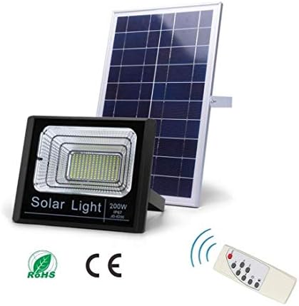 WFTD Solar Powered LED Flood Lights Outdoor, 10W-200W Waterproof IP67 Aluminum Alloy Street Lights with Remote Control Security Lighting for Yard Gutter Swimming pool Basketball Court,200W