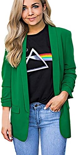 Womens Solid Long Sleeve Blazer Open Front Cardigan AmyDong Casual Jacket Coat Tops Blouse