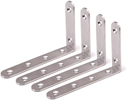 Ustars 5" x 3" Corner Bracket Stainless Steel Heavy Duty L Joint Angle Bracket Corner Braces, Pack of 4