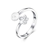 LGSY Sterling Silver Flower Design Adjustable Rings