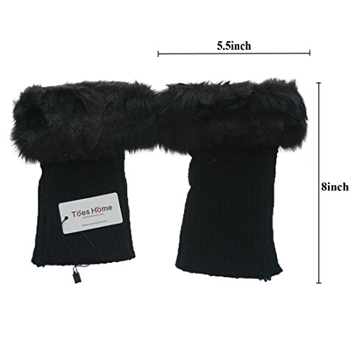 Womens Fur Trim Boot Cuff Top Cover Leg Warmers White - Thumbnail 5