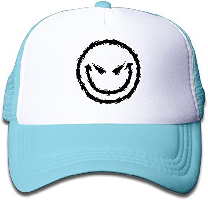 Kid's Smiley Devil Face Emoji Trucker Hat SkyBlue