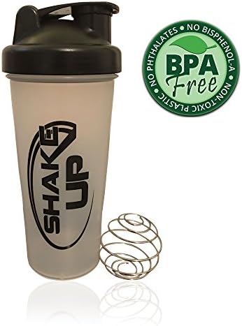 ShakeUp Classic Shaker Bottle With Wire Ball, Clear/Black, 24-Ounce Per Shaker (1 Shaker)
