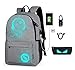 Anime Anti-Theft Backpack, Luminous School Bag, Waterproof Laptop Backpack with USB Charging Port, Unisex 15.6 Inch College Daypack, Grey