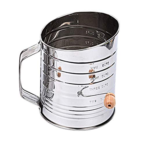 Tenrry Stainless Steel Flour Sifter Hand Crank Double-Layer Hand-Pressed Flour Sieve Baking Tool - Thumbnail 7