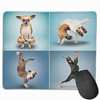 wodealmug Large Mouse Pad with Funny Animals Design Yoga Dogs for Computer Office Gaming