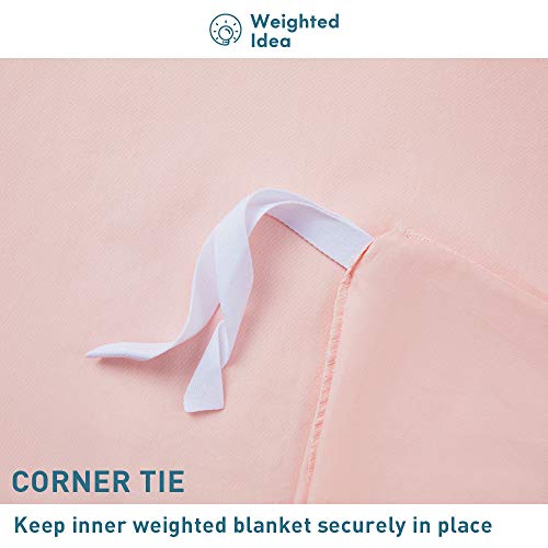 Weighted Idea Removable Duvet Cover 48''x78'' for Weighted Blanket (100% Natural Cotton, Coral Pink) - Thumbnail 3