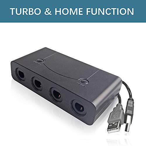 Gamecube adapter for switch,Wii U GameCube Controller Adapter, Updated Version GameCube Converter for Nintendo Wii U Super Smash Bros/ Switch/ PC/ Mac, 4 Ports and No Need Driver, Turbo Mode And Home