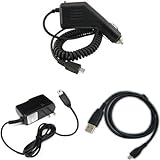 HTC EVO 3D Combo Rapid Car Charger + Home Wall Charger + USB Data Charge Sync Cable for HTC EVO 3D