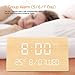 Warmhoming Wooden Digital Alarm Clock with 7 Levels Adjustable Brightness, Voice Command Electric LED Bedside Travel Triangle Alarm Clock, Display Time Date Week Temperature for Bedroom Office Home