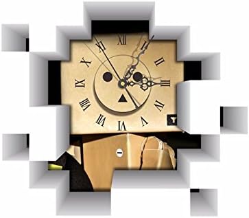 PAG STICKER 3D Wall Clock Decals Robot Blockhead Wall Hole Sticker Home Wall Decor Gift