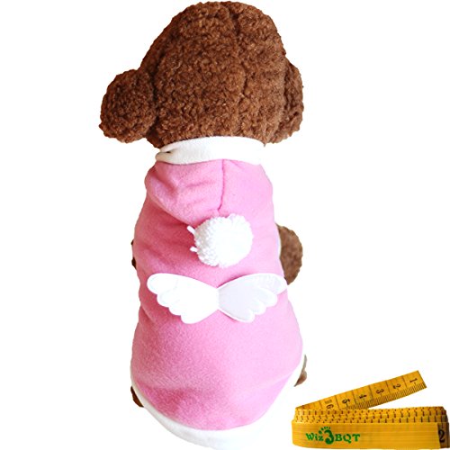 Pink Dog Cat Pet Halloween Party Costume with White Angel Wing for Dogs Cats Pets