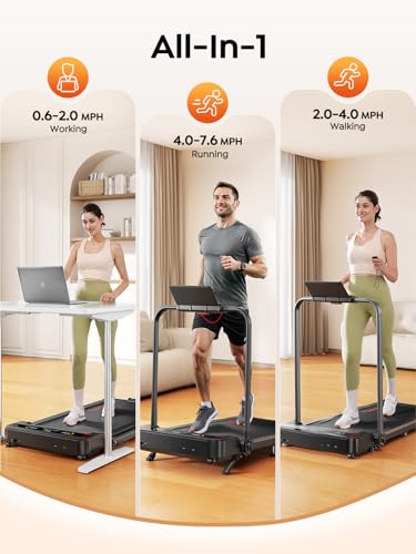 HOMETRO Foldable Treadmill Walking Pad 9% Incline, 2.5HP Compact Treadmill for Home & Apartment, Portable Folding Treadmill with Handle, App Remote Control LED Display