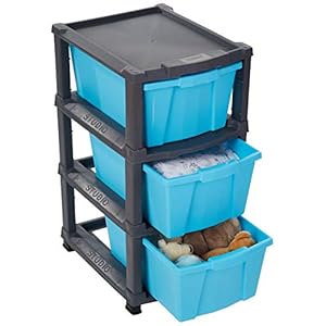 Amazon Brand – Solimo Modular Drawer, 3 Racks, Blue