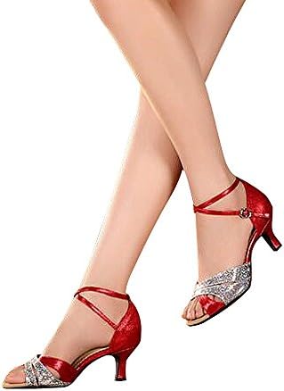 superpark Women's Latin Dance Shoes with Soft Sole Female Latin Sandals Ballroom Dance Shoes