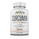 Tumeric Supplements, Premium Organic Curcumin Highest Absorption Activated with Bioperine 42,000mg Equivalent of Pain Relief, Anti-Inflammation & Blood Pressure Support. Pure 95% Standardized Curcumin