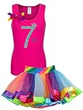 Bubblegum Divas Big Girls' 7th Birthday Rainbow Tutu Outfit 7-8