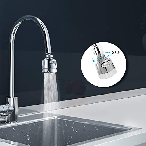 Kitchen Faucet Aerators Head Replacement 360Â° Rotating Water-saving Nozzle 22mm Stainless Steel Kitchen Utensils Built-in Filter Faucet Bubbler with Dual Mode