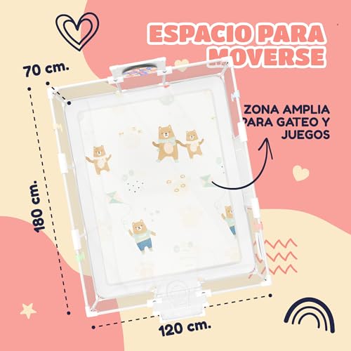Baby Playpen 120x180 cm - Padded Baby Playpen - Equipped with musical mat, Velcro dartboard, basket, goal and more accessories - Safe Baby Playpen - See video for assembly
