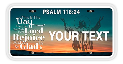 BleuReign(TM Personalized Bible Series Rejoice Verse Psalm 118-24 Car Vehicle License Plate Auto Tag