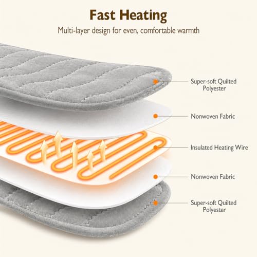 CoreBazz Electric Heating Pad for Neck and Shoulder with 6 Heating & 4 Timer Settings,Fast Heating Large Size Heated Wrap with Auto Shut Off & Machine Washable (Silver Gray, 58x42 cm)