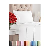 Twin Size 3 Piece Sheet Set - Comfy Breathable & Cooling Bed Sheets Set - Hotel Luxury Bedding for Women, Men, Kids, Teens, Boys & Girls - Deep Pockets, Ultra-Soft and Wrinkle Free - Oeko-Tex - White
