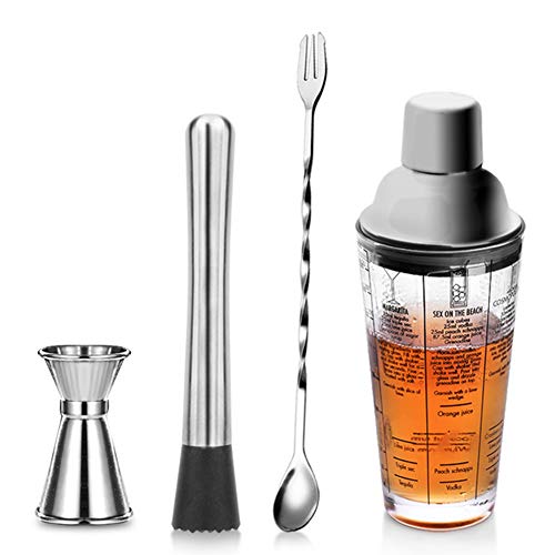 Cocktail Shaker Set, 4-Teiliges Cocktail-Set Inklusive 400 Ml Shaker, Martini Barkeeper-Zubehör Party…